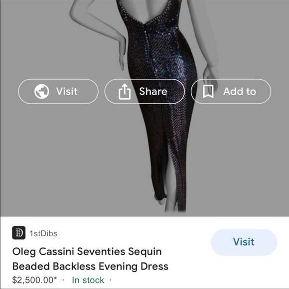 Oleg Cassini Vintage Sequin Beaded Backless Evening Dress 4 - Picture 13 of 13